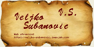 Veljko Subanović vizit kartica